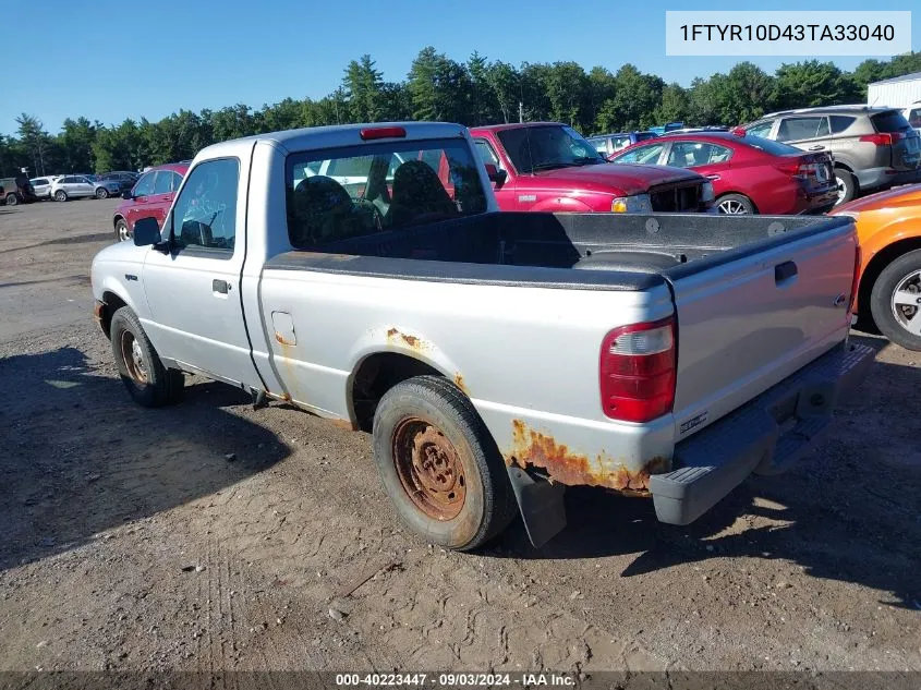 2003 Ford Ranger Xl/Xlt VIN: 1FTYR10D43TA33040 Lot: 40223447