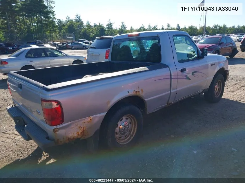 2003 Ford Ranger Xl/Xlt VIN: 1FTYR10D43TA33040 Lot: 40223447