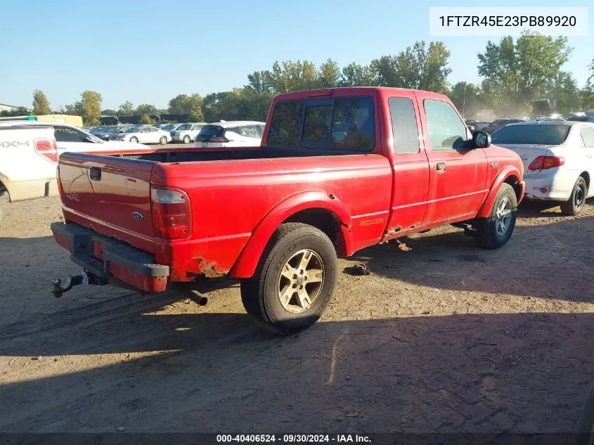 2003 Ford Ranger Edge/Xlt VIN: 1FTZR45E23PB89920 Lot: 40406524