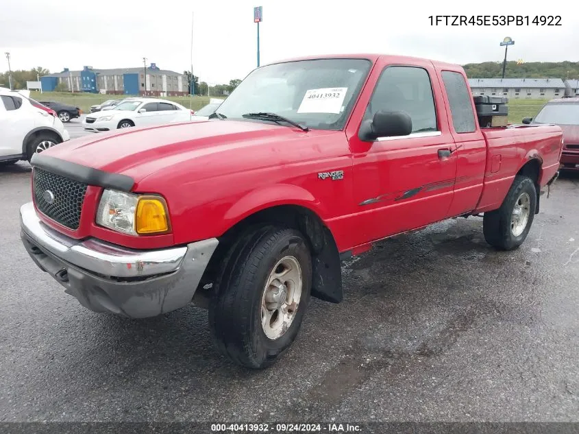 2003 Ford Ranger Super Cab VIN: 1FTZR45E53PB14922 Lot: 40413932