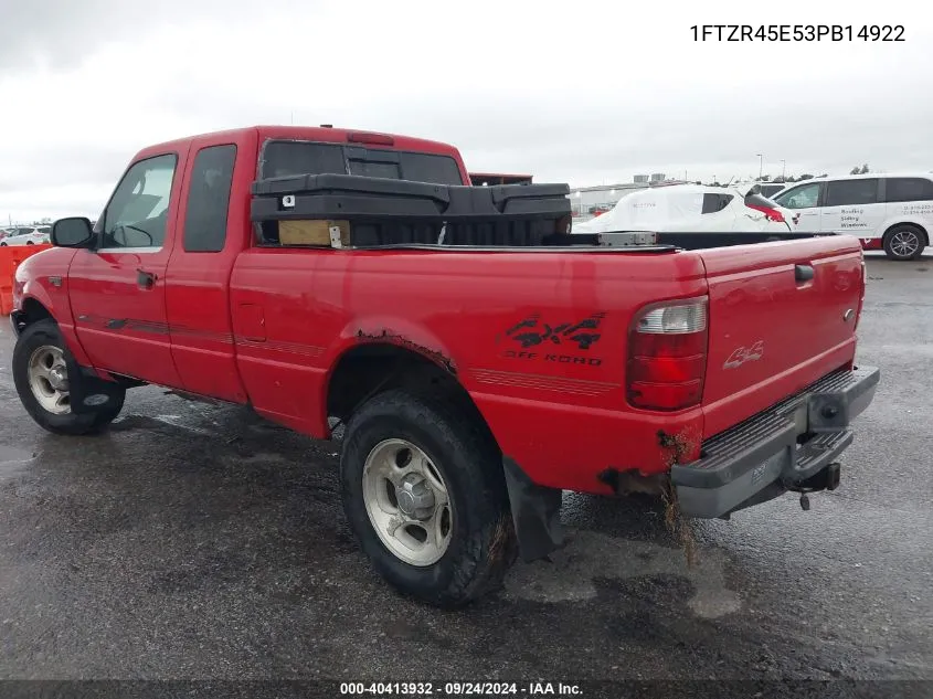 2003 Ford Ranger Super Cab VIN: 1FTZR45E53PB14922 Lot: 40413932