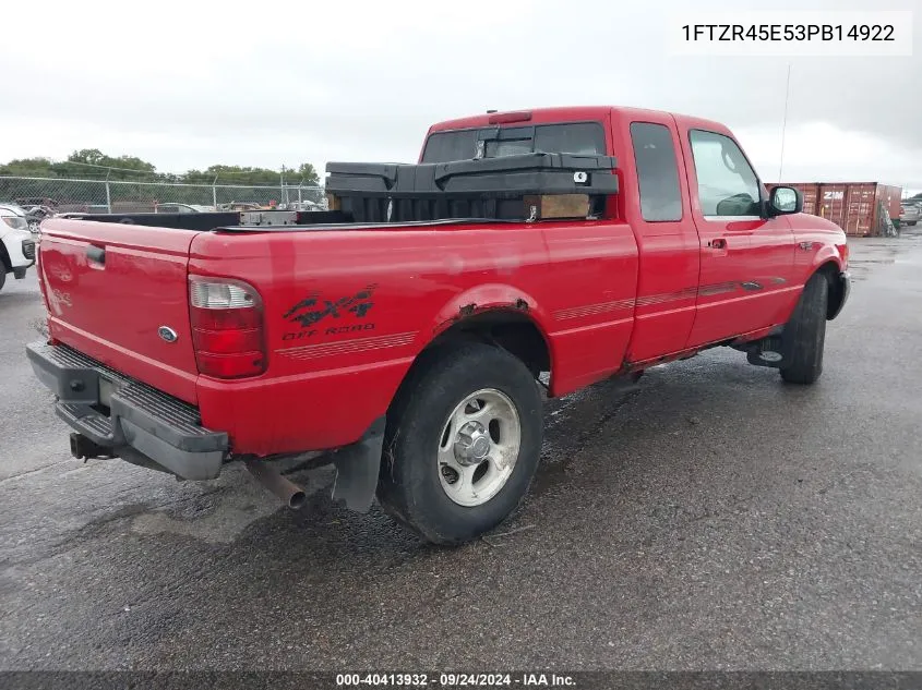 2003 Ford Ranger Super Cab VIN: 1FTZR45E53PB14922 Lot: 40413932