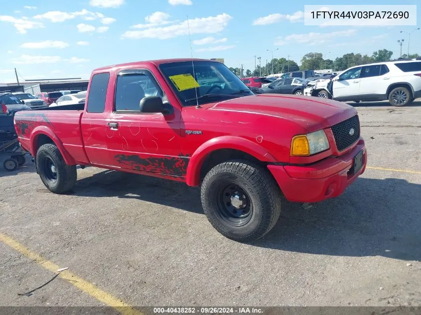 2003 Ford Ranger Edge/Tremor/Xlt VIN: 1FTYR44V03PA72690 Lot: 40438252