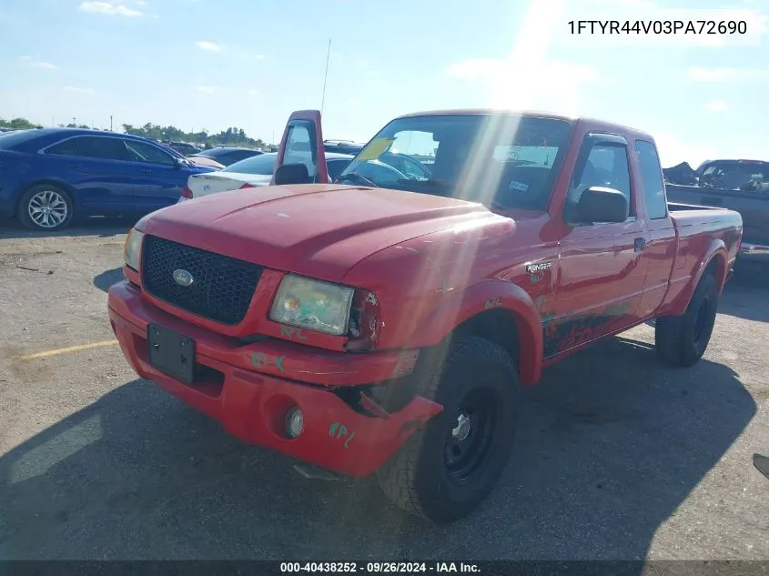 2003 Ford Ranger Edge/Tremor/Xlt VIN: 1FTYR44V03PA72690 Lot: 40438252