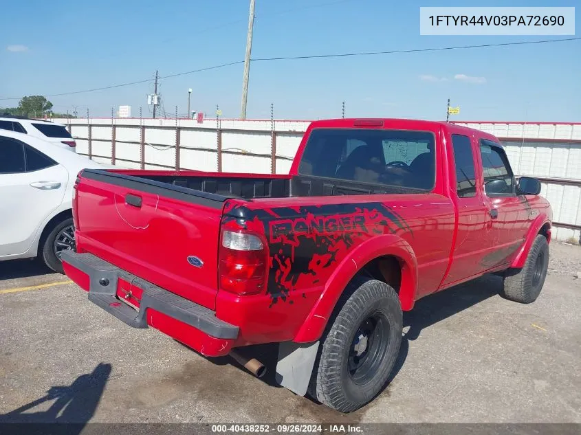 2003 Ford Ranger Edge/Tremor/Xlt VIN: 1FTYR44V03PA72690 Lot: 40438252