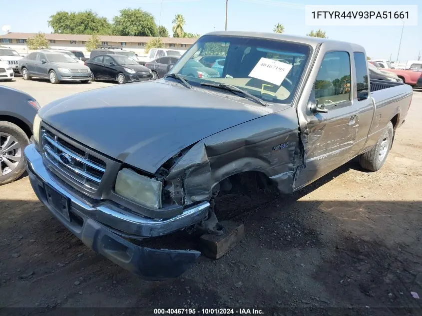 2003 Ford Ranger Edge/Tremor/Xlt VIN: 1FTYR44V93PA51661 Lot: 40467195