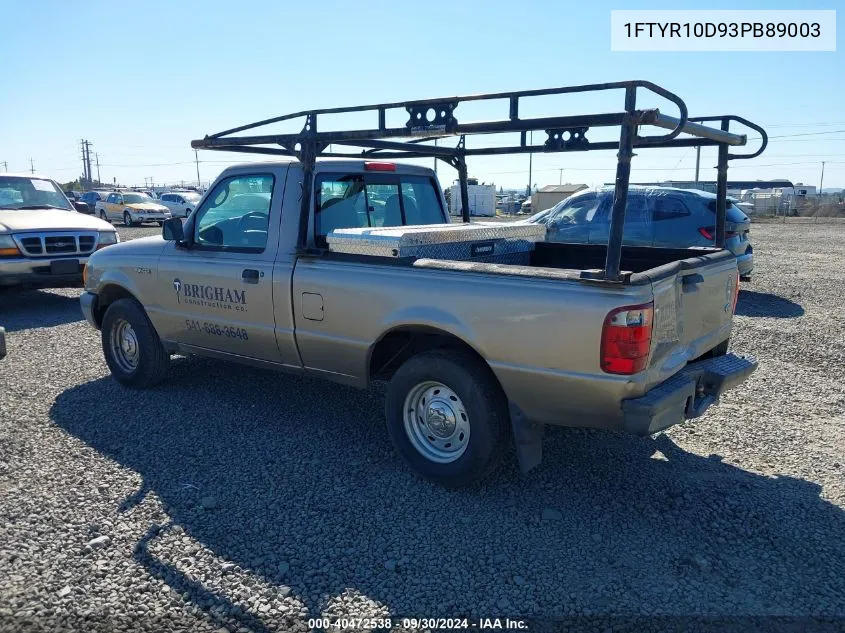 2003 Ford Ranger Xl/Xlt VIN: 1FTYR10D93PB89003 Lot: 40472538