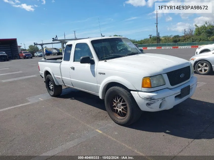 2003 Ford Ranger Edge VIN: 1FTYR14E93PA98672 Lot: 40488333