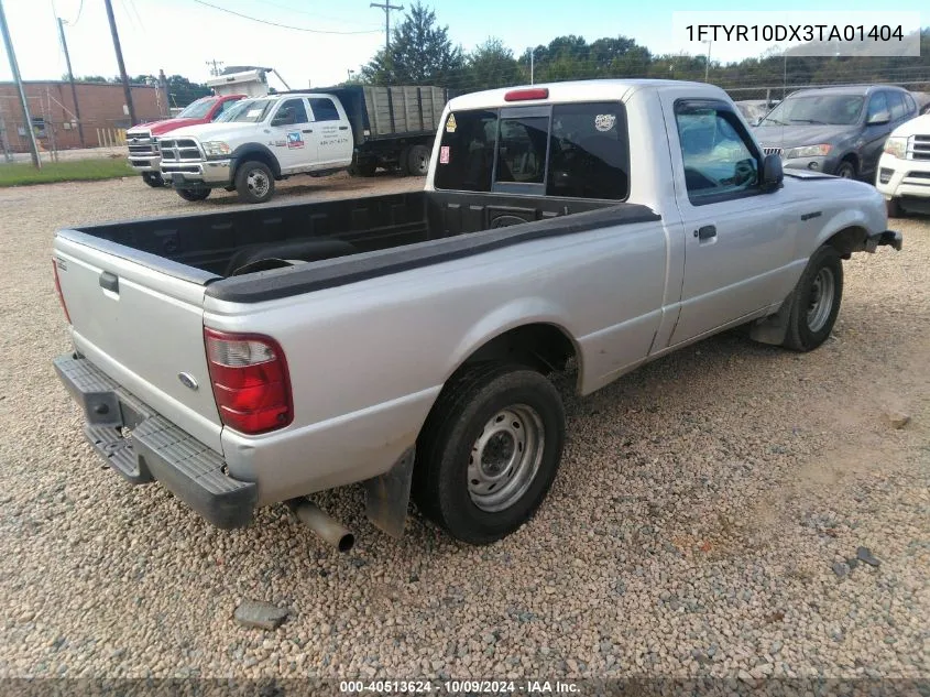 2003 Ford Ranger Xl/Xlt VIN: 1FTYR10DX3TA01404 Lot: 40513624