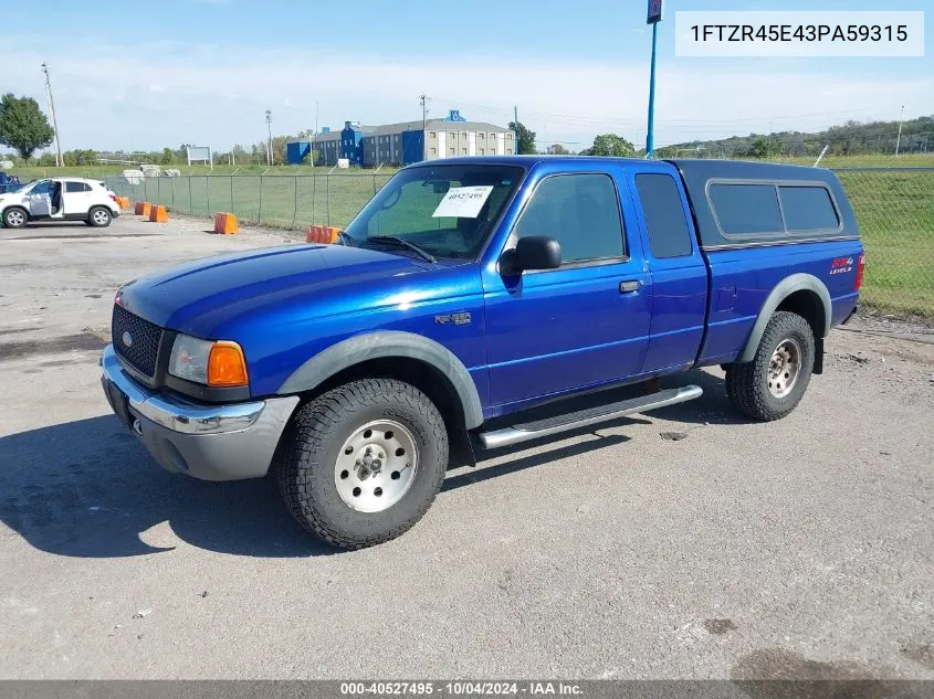 2003 Ford Ranger Edge/Xlt VIN: 1FTZR45E43PA59315 Lot: 40527495