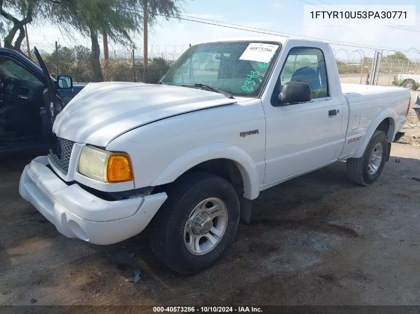 2003 Ford Ranger Edge/Xl/Xlt VIN: 1FTYR10U53PA30771 Lot: 40573286