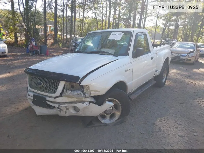 2003 Ford Ranger Edge VIN: 1FTYR11U33PB10925 Lot: 40641207