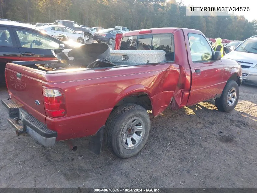 2003 Ford Ranger Edge/Xl/Xlt VIN: 1FTYR10U63TA34576 Lot: 40670875