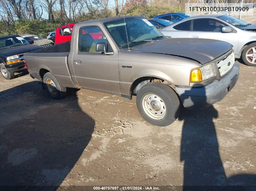 2003 Ford Ranger Xl/Xlt VIN: 1FTYR10D33PB10909 Lot: 40757697