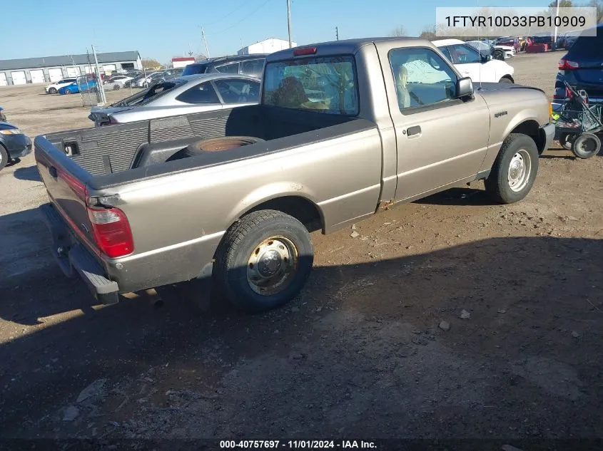 2003 Ford Ranger Xl/Xlt VIN: 1FTYR10D33PB10909 Lot: 40757697