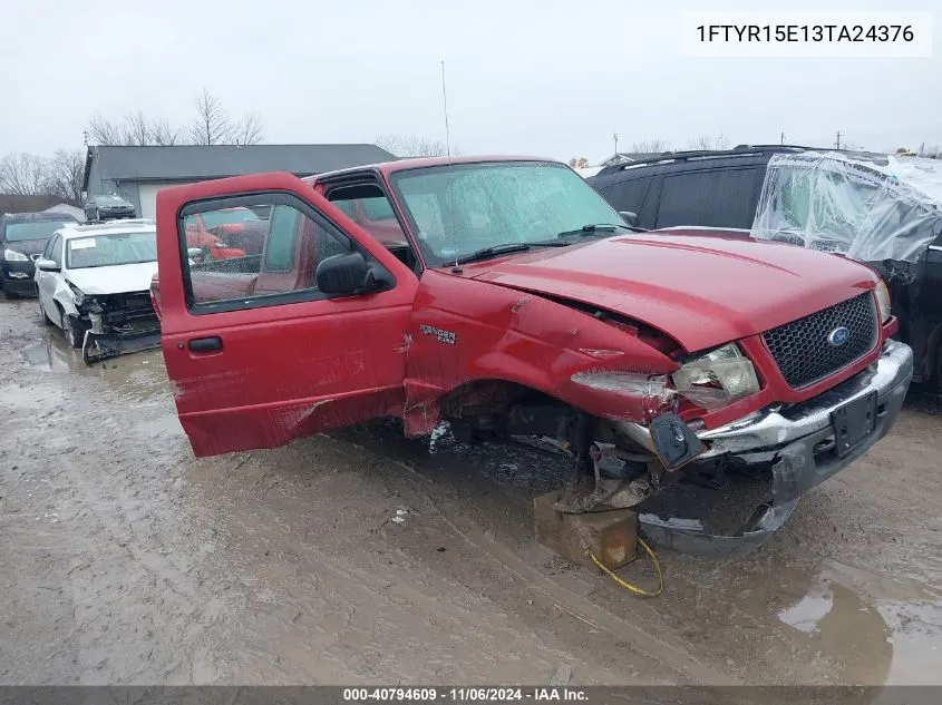 2003 Ford Ranger Xlt VIN: 1FTYR15E13TA24376 Lot: 40794609