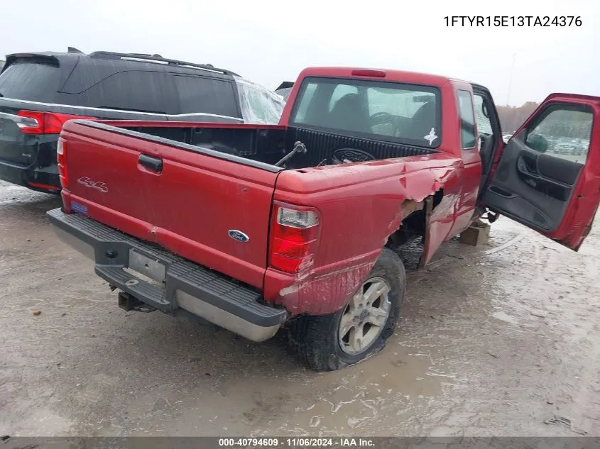 2003 Ford Ranger Xlt VIN: 1FTYR15E13TA24376 Lot: 40794609