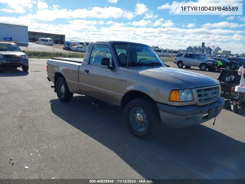 2003 Ford Ranger Xl/Xlt VIN: 1FTYR10D43PB46589 Lot: 40828949