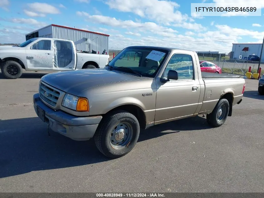 2003 Ford Ranger Xl/Xlt VIN: 1FTYR10D43PB46589 Lot: 40828949