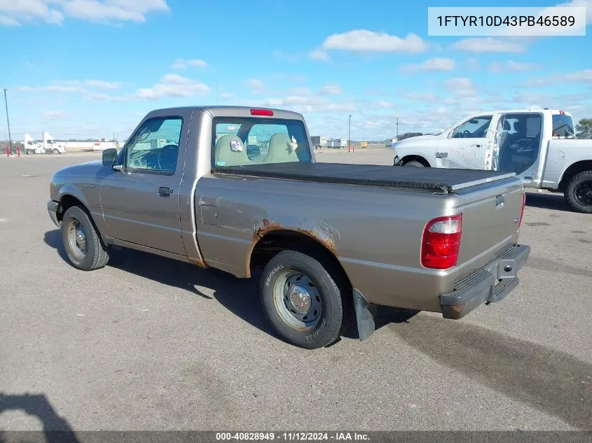 2003 Ford Ranger Xl/Xlt VIN: 1FTYR10D43PB46589 Lot: 40828949