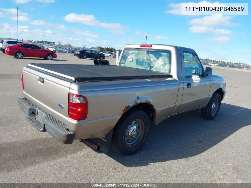 2003 Ford Ranger Xl/Xlt VIN: 1FTYR10D43PB46589 Lot: 40828949