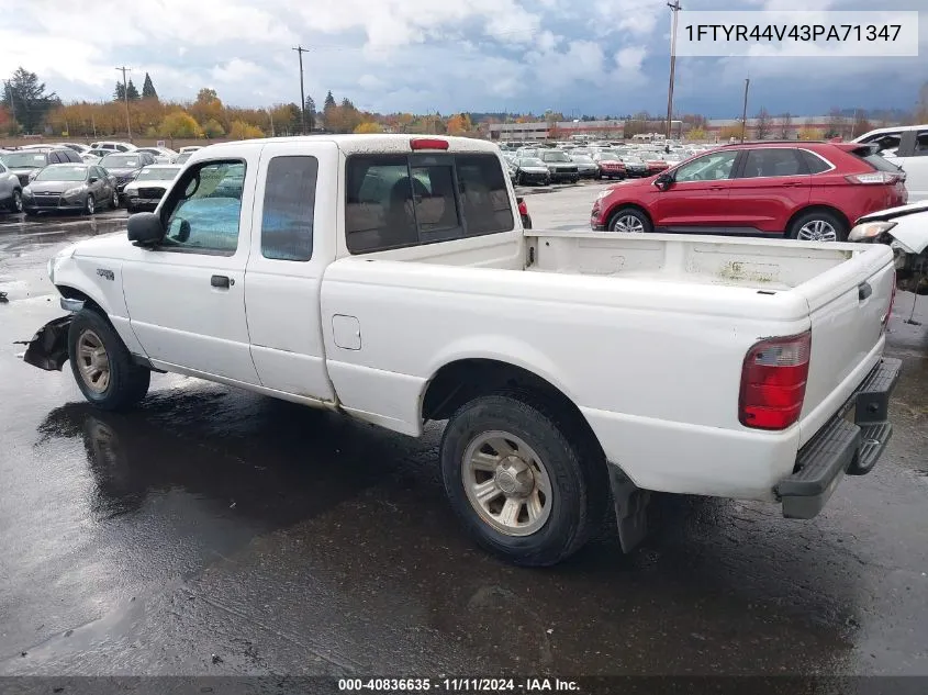 2003 Ford Ranger Edge/Tremor/Xlt VIN: 1FTYR44V43PA71347 Lot: 40836635