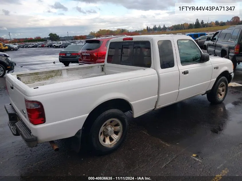 2003 Ford Ranger Edge/Tremor/Xlt VIN: 1FTYR44V43PA71347 Lot: 40836635