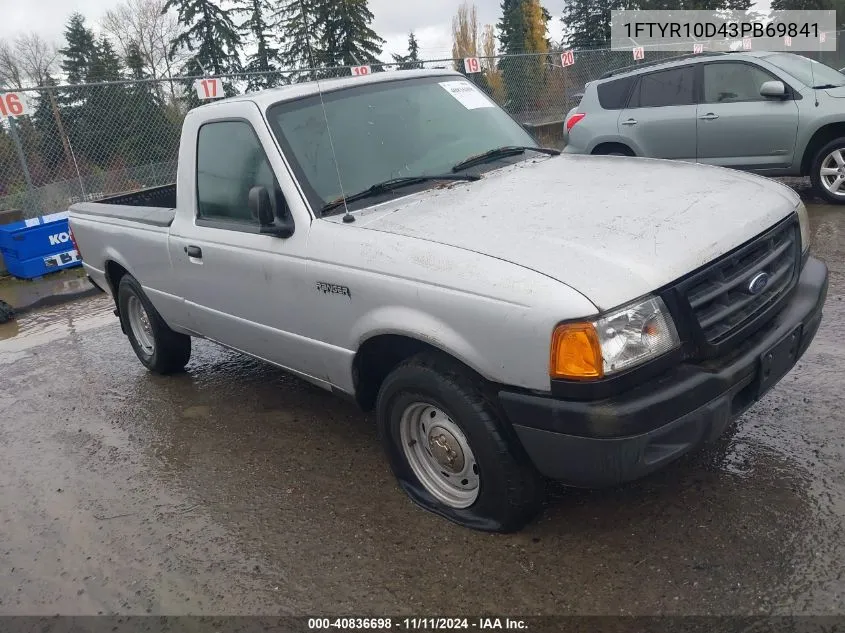 2003 Ford Ranger Xl/Xlt VIN: 1FTYR10D43PB69841 Lot: 40836698