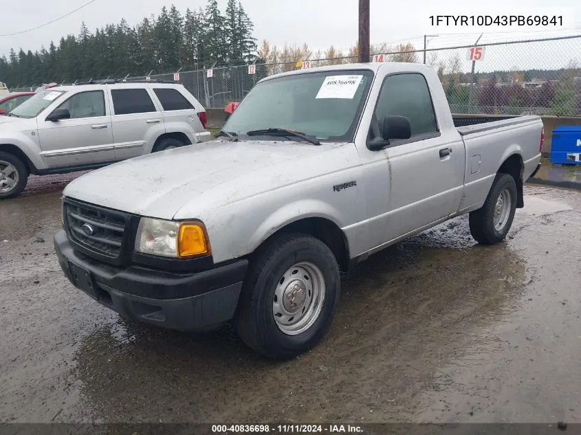 2003 Ford Ranger Xl/Xlt VIN: 1FTYR10D43PB69841 Lot: 40836698