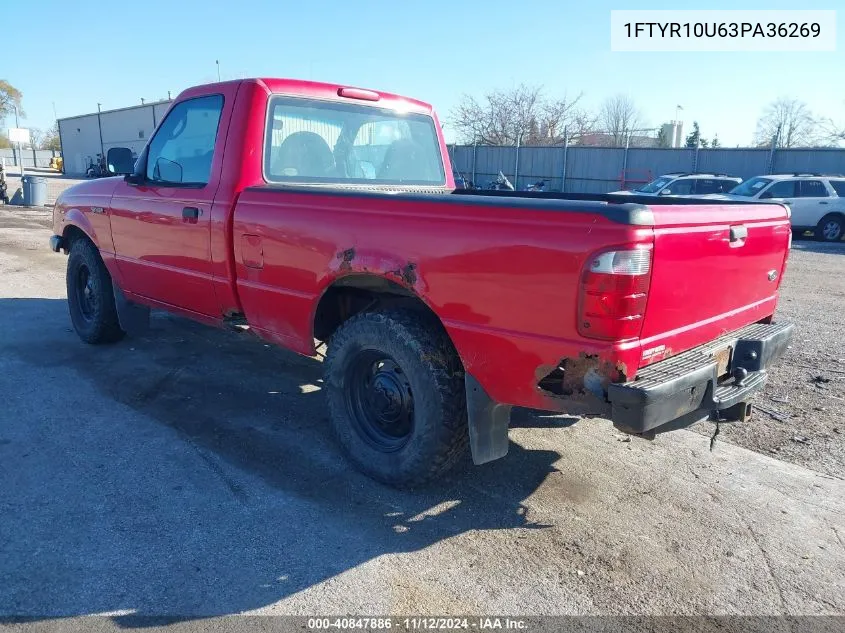 2003 Ford Ranger Edge/Xl/Xlt VIN: 1FTYR10U63PA36269 Lot: 40847886