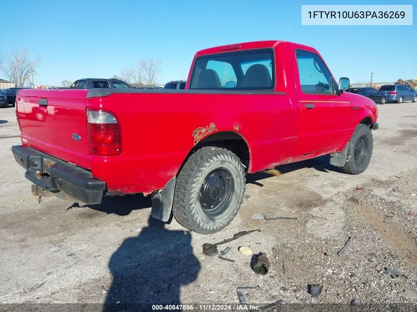 2003 Ford Ranger Edge/Xl/Xlt VIN: 1FTYR10U63PA36269 Lot: 40847886