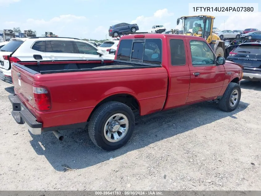 2004 Ford Ranger Edge/Tremor/Xl/Xlt VIN: 1FTYR14U24PA07380 Lot: 39541783