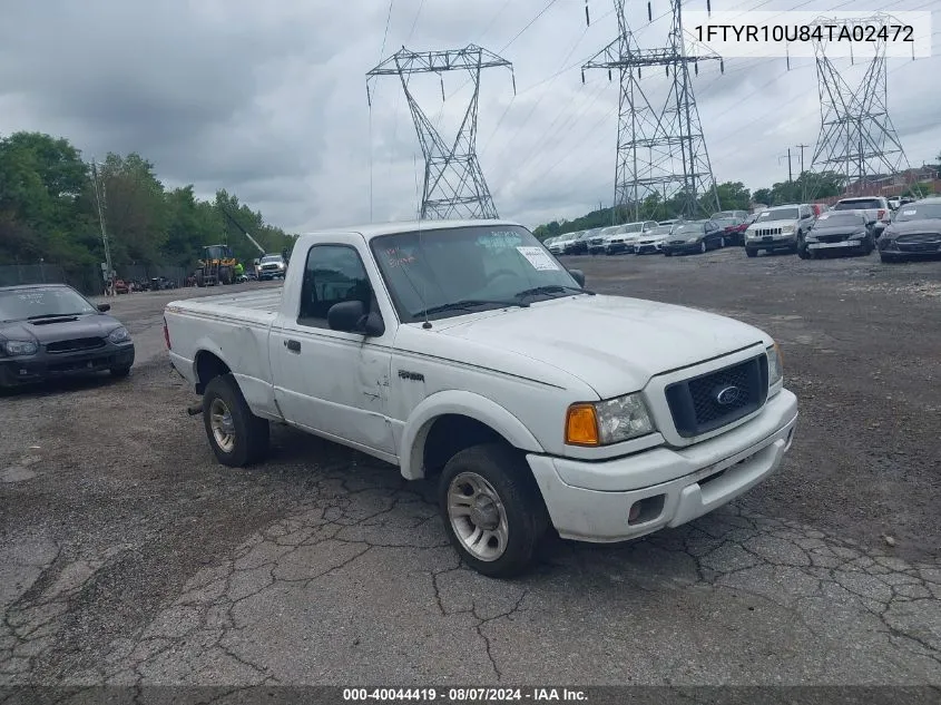 2004 Ford Ranger Edge/Xl/Xlt VIN: 1FTYR10U84TA02472 Lot: 40044419