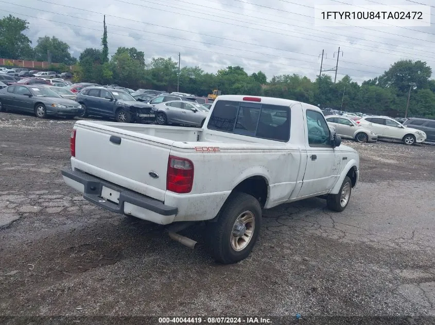 2004 Ford Ranger Edge/Xl/Xlt VIN: 1FTYR10U84TA02472 Lot: 40044419