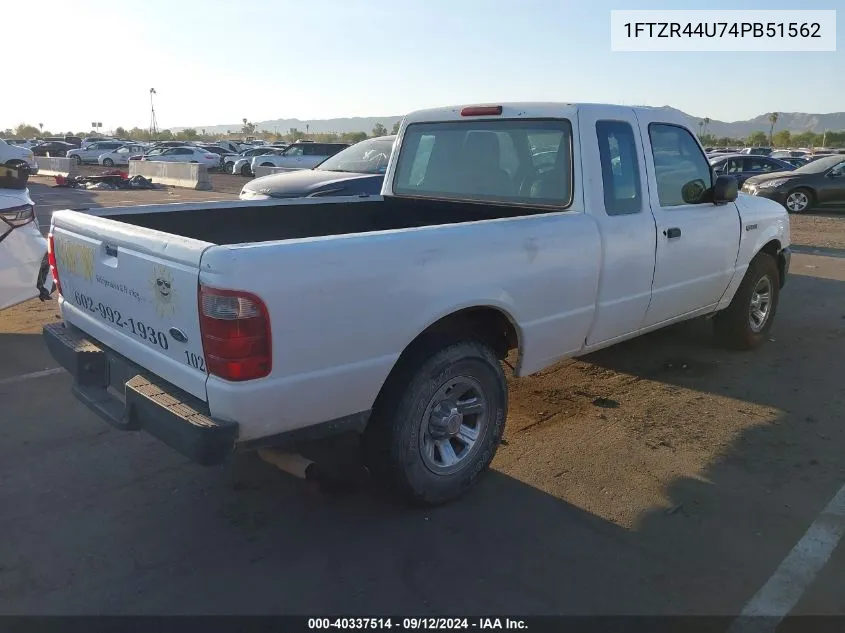 2004 Ford Ranger Edge/Tremor/Xlt VIN: 1FTZR44U74PB51562 Lot: 40337514