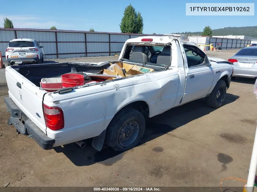 2004 Ford Ranger Unique Fleet VIN: 1FTYR10EX4PB19262 Lot: 40340038