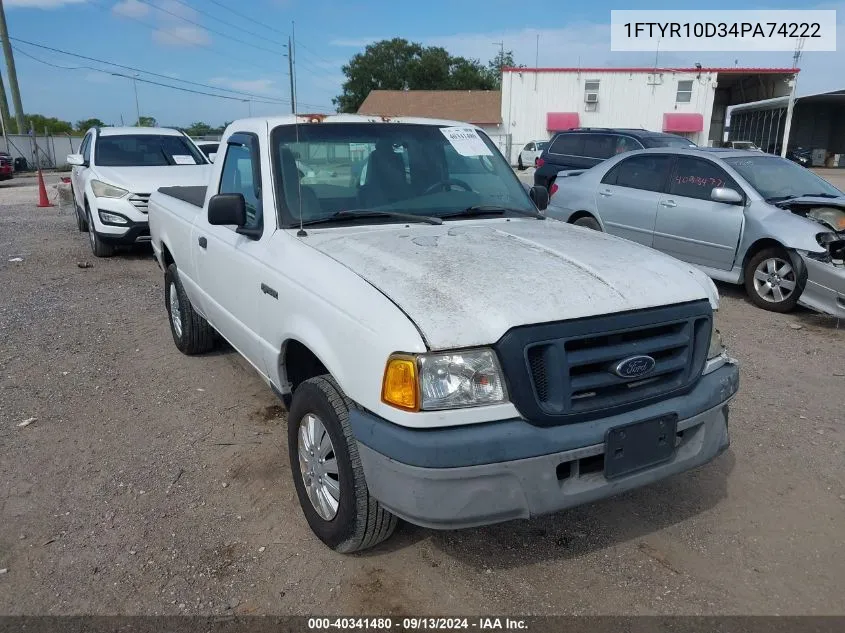 2004 Ford Ranger VIN: 1FTYR10D34PA74222 Lot: 40341480