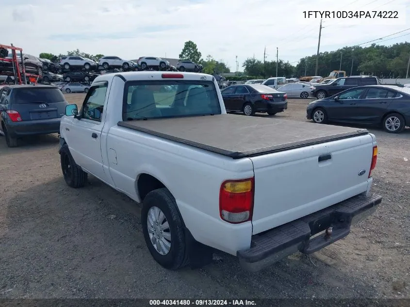 2004 Ford Ranger VIN: 1FTYR10D34PA74222 Lot: 40341480