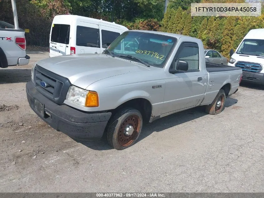 2004 Ford Ranger Xl/Xlt VIN: 1FTYR10D34PA45058 Lot: 40377962