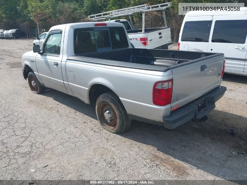 2004 Ford Ranger Xl/Xlt VIN: 1FTYR10D34PA45058 Lot: 40377962