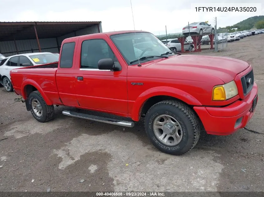 2004 Ford Ranger Edge/Tremor/Xl/Xlt VIN: 1FTYR14U24PA35020 Lot: 40406508