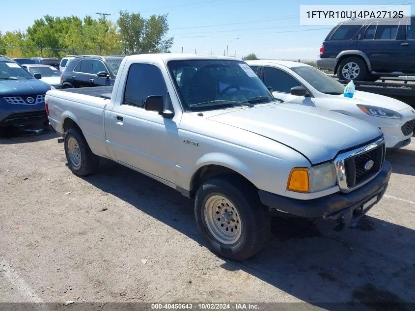 2004 Ford Ranger Edge/Xl/Xlt VIN: 1FTYR10U14PA27125 Lot: 40450643