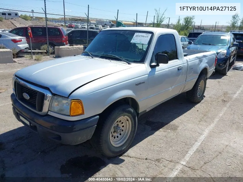 2004 Ford Ranger Edge/Xl/Xlt VIN: 1FTYR10U14PA27125 Lot: 40450643