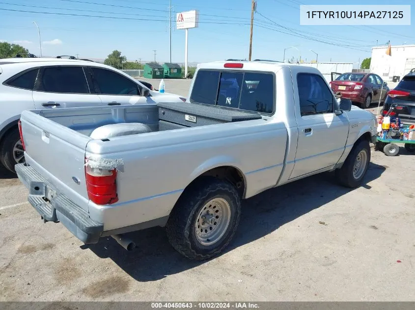 2004 Ford Ranger Edge/Xl/Xlt VIN: 1FTYR10U14PA27125 Lot: 40450643