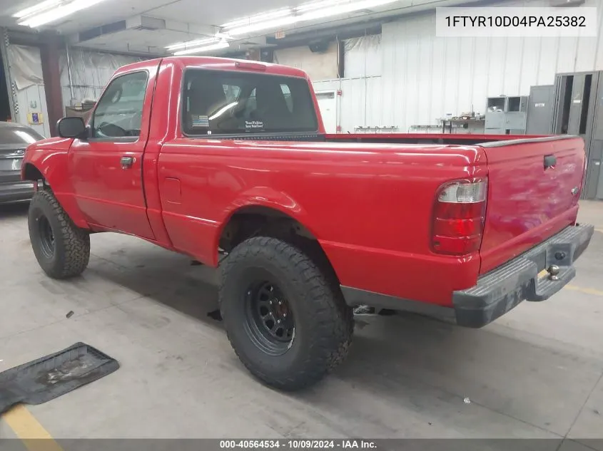 2004 Ford Ranger VIN: 1FTYR10D04PA25382 Lot: 40564534