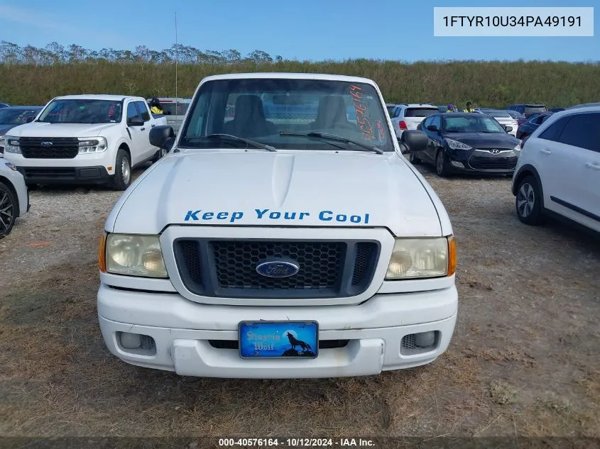 2004 Ford Ranger VIN: 1FTYR10U34PA49191 Lot: 40576164