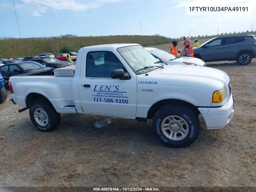 2004 Ford Ranger VIN: 1FTYR10U34PA49191 Lot: 40576164