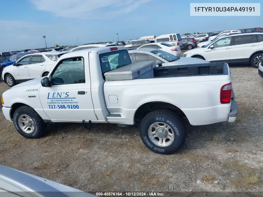 2004 Ford Ranger VIN: 1FTYR10U34PA49191 Lot: 40576164