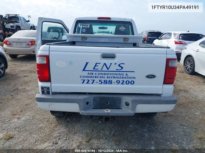 2004 Ford Ranger VIN: 1FTYR10U34PA49191 Lot: 40576164