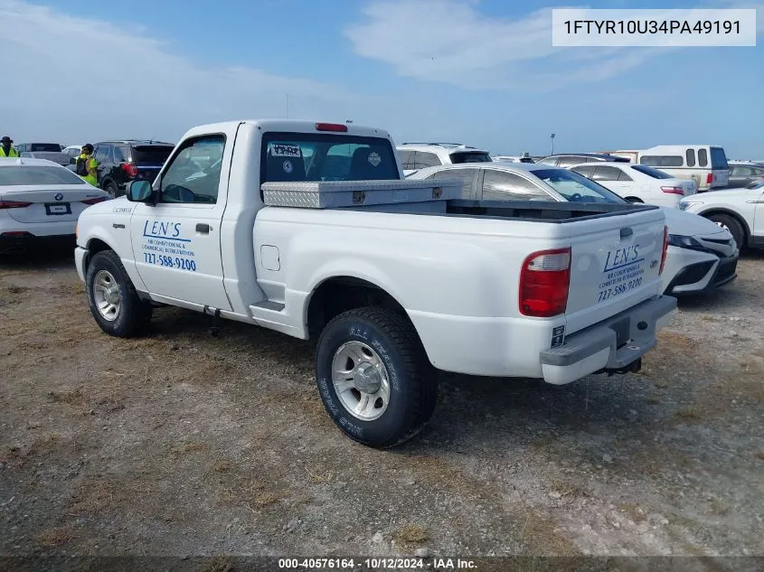 2004 Ford Ranger VIN: 1FTYR10U34PA49191 Lot: 40576164